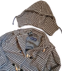 Emporio Armani 80s Vintage Thick Wool Hahnentritt Montgomery Dufflecoat L-XL - Bild 1 von 17