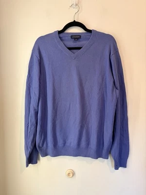 Vintage Lands End Cashmere Blend Sweater Men's Large Baby Blue V Neck - Image 1 of 4