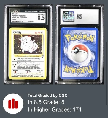 Clefairy 6/130 Base Set 2 Holo Rare 2000 CGC 8.5 NM/MINT+ - Image 1 of 3