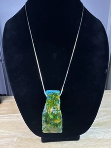 Clay Craft Wearable Art Pendant Standing Sculpture by Jason Steig Green Resin JS - Picture 1 of 22