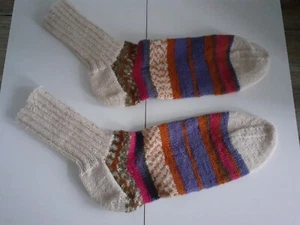 Handgestrickte Wollsocken Gr.39/40 weiche bunte Strümpfe* - Bild 1 von 2