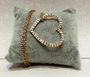 SAN VALENTINO COLLANA CIONDOLO A CUORE E STRASS NECKLACE HEART JEWELRY DORATA - Picture 1 of 2