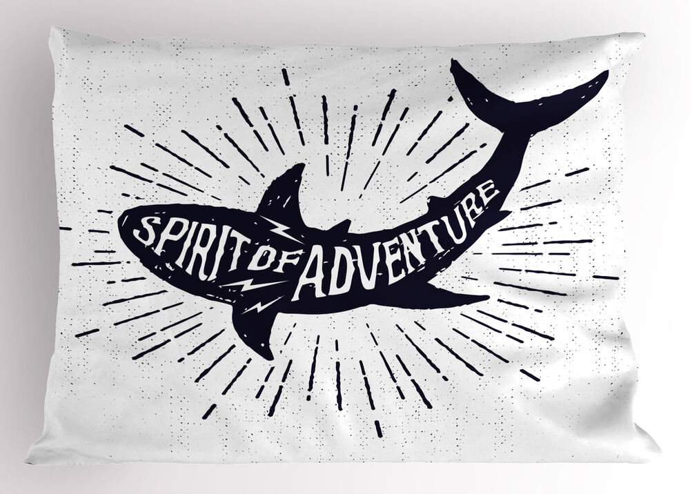 Shark Sea Pillow Sham Decorative Pillowcase 3 Sizes Bedroom Decor Ambesonne