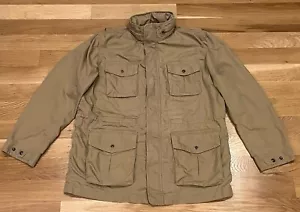 LL Bean Field Jacket Mens Large Tan Outdoor Military Safari Pockets Hooded - Picture 1 of 15