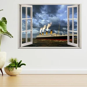 Calcomanía de póster Calcomanía de póster con vista de ventana de renderizado para computadora Titanic barco 3D A317 - Imagen 1 de 2