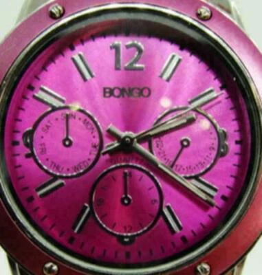 Reloj Mujer Bongo Accutime Rosa Caliente Silicona Hebilla Banda Niña Batería Nueva Foto 1 de 4