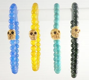 Handmade Stretch Beaded Bracelet Beads Wrist Semi Precious Garnet Stone Unisex - Picture 1 of 13