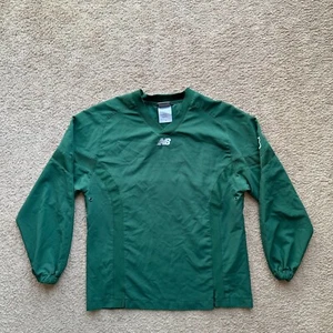 New Balance Windbreaker Boys Large #3 Vented V Neck Pullover Green Polyester - Picture 1 of 11