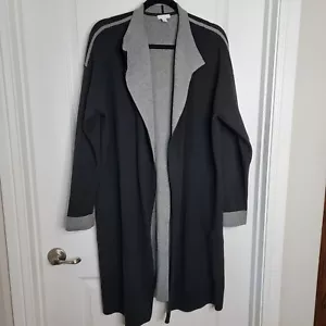 J.JILL PUREJILL schwarz/grau lange Cardigan Jacke vorne offen Baumwollmischung Gr. L gebraucht, in einwandfreiem Zustand - Bild 1 von 9