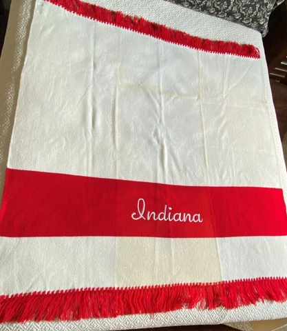 Vintage Indiana University IU Hoosiers Knit Stadium Blanket Throw 53x45 Rare Cover
