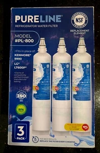 3 Pureline Refrigerator Water Filter Model# PL-800 Fits LT600P - Picture 1 of 4