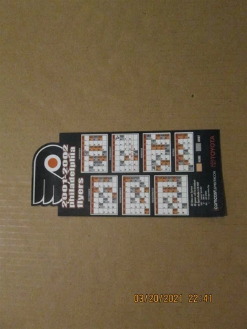 NHL Philadelphia Flyers Vintage Circa 2001-2002 Team Logo Magnet Schedule Cover