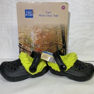 Lily And Dan Boys Warm lined Removable Green and Black Clogs. Size 7/8 - Picture 1 of 9