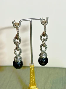 ONYX - OHRRINGE STERLINGSILBER UND MARKASITEN ÜBER 1,5 ZOLL LANG - Bild 1 von 3