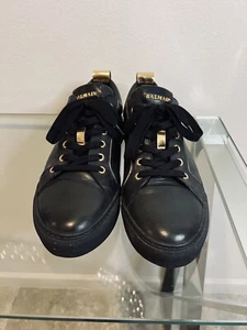 BALMAIN Black Leather LOW-TOP Sneakers EUR-45 - Picture 1 of 6