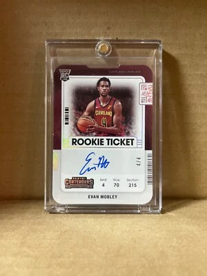Evan Mobley 2021-22 Contenders Ticket Stub Rookie Auto # 4/4 - Jersey Match RC - Image 1 of 2