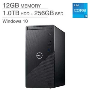 Dell Inspiron 3891 Desktop Computer Intel i5-11400 1TB 256GB SSD 12GB RAM Win 10 - Picture 1 of 4