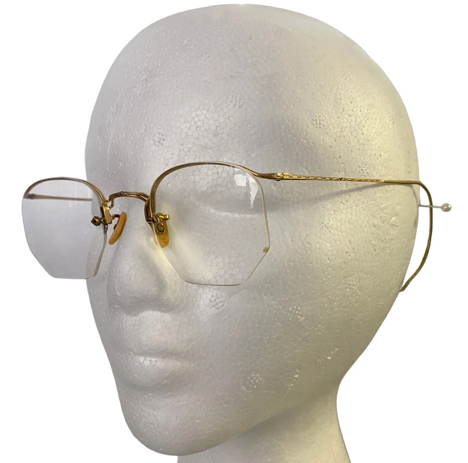 Gafas Abuelita Gafas Sin Marco Alambre Dorado Transparente Octágono 1/10 12KGF De Colección Foto 1 de 4