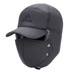 Men Winter Trapper Hat Fur Ear Flap Warm Aviator Cap Face Mask Windproof Thermal - Picture 1 of 17