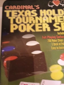 Cardinal's Texas Hold 'Em Tournament Poker Set NIB 2003 Card Game Tin New - Picture 1 of 6
