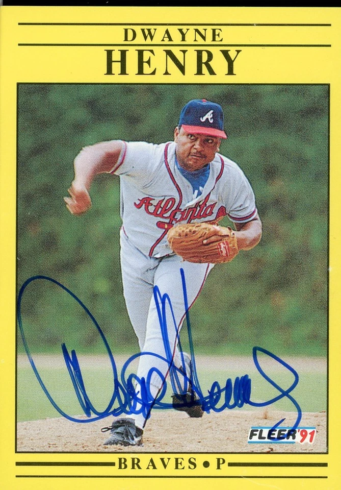 1991 Fleer DWAYNE HENRY Signed Card autograph AUTO BRAVES RANGERS - Image 1 of 1