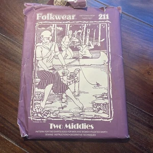 VTG Folkwear 211 Two Middies Sailing Shirts Sized for Men/Women S-M-L  NEW! - Picture 1 of 4