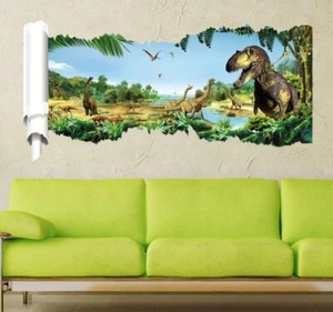 Dinosaur Park Wall Sticker Art Vinyl Decals Kids Bed Room Wall Décor Home Gift - Picture 1 of 7