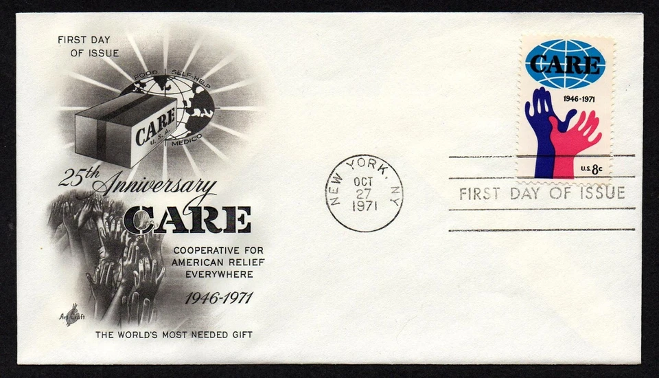 USA, SCOTT # 1439, ARTCRAFT FDC COVER 1971 CARE COOPERATIVE FOR AMERICAN RELIEF - Image 1 of 1
