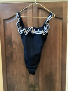Gottex Lola Badeanzug mit eckigem Ausschnitt und Rüschen Größe 10 schwarz - Bild 1 von 3