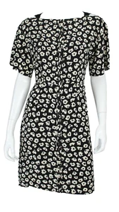 Vestido PROENZA SCHOULER Negro y Crema Floral Seda Faille Tirantes Línea A 4 - Imagen 1 de 7