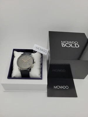$650 MSRP | Movado Bold Thin Men's Grey Dial Chronograph Watch - 3600720 NEW - Image 1 of 4