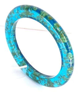 Sobral Metalique PML06 Gold Inclusion & Blue Artist Made Skinny Bangle Bracelet - Picture 1 of 7
