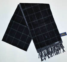 New Polo Ralph Lauren Mens Reversible Windowpane Scarf Black Gray Wool Nylon NWT