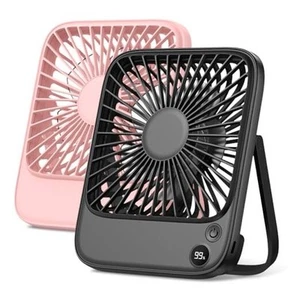 2 Pack 5000mAh Portable Desk Fan, Ultra-thin Strong Wind Digital Display 4 - Picture 1 of 7