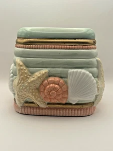 Scatola porta fazzoletti ceramica Sharry Holiday vintage anni 80 - conchiglia/nautica - Foto 1 di 9