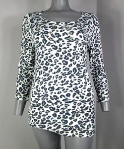 Rockmans Size XS Black,Grey & White Leopard Print Knit Top NWTS (RRP $49.99) - Picture 1 of 9