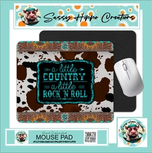 Mouse Pad Little Country Little Rock N Roll Cowgirl Anti Slip Back Easy Clean - Picture 1 of 4