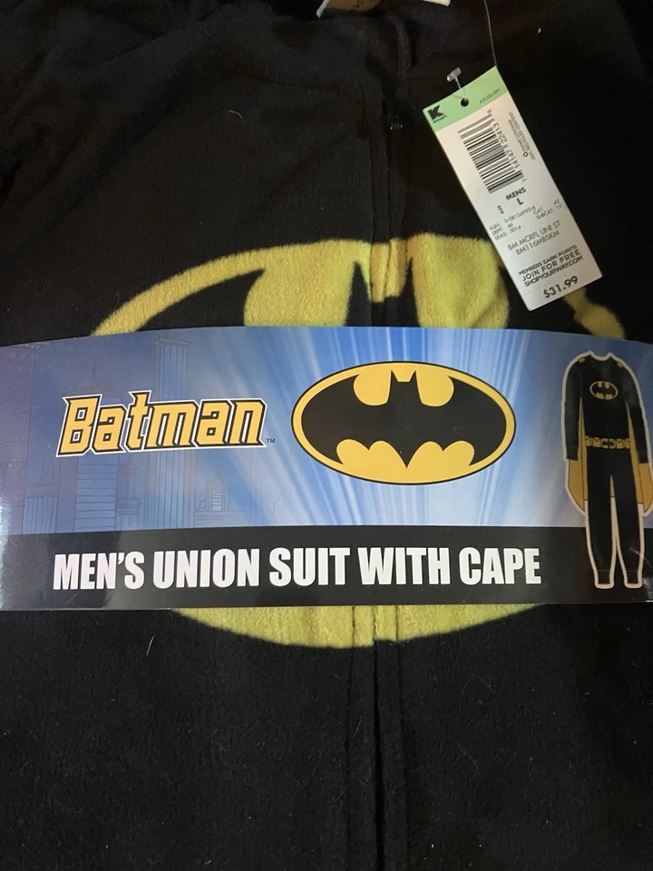 Batman Unionsuit Pajamas Men's Large Black DC Comics - Image 1 of 1