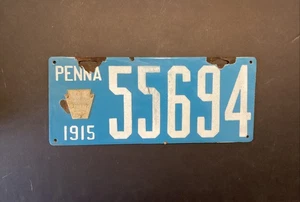 1915 PENNSYLVANIA PA PORZELLAN EMAILLE AUTO KFZ NUMMERNSCHILD 55694 - Bild 1 von 10