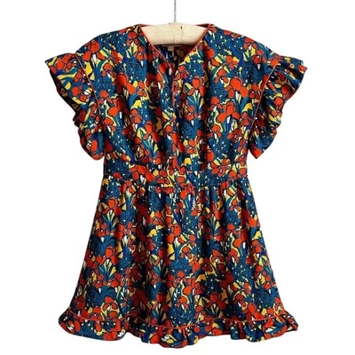 Bleu Comme Gris Girls Floral Dress Size 8 Multicolor Short Spring  - Image 1 of 4