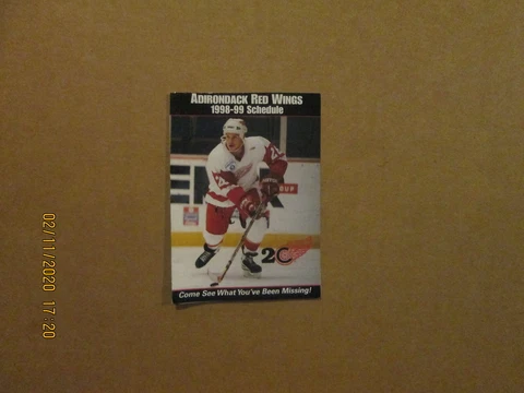 AHL Adirondack Red Wings Vintage Defunct Circa 1998-99 Team Logo Pocket Schedule Cover