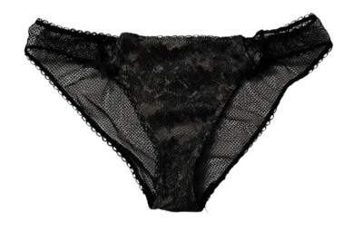 Bragas de nailon negras sedosas de malla de encaje transparente con lazos para mujer Foto 1 de 4