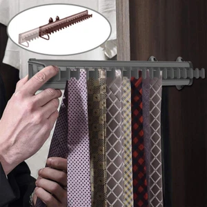 20 Hook Extending Tie Rack Sliding Side Mount 16.9'' Belt Scarf Hanger Organizer - Picture 1 of 9