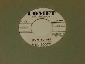 Neil Scott  45  Run To Me / Tomboy   Comet   Promo - Picture 1 of 2