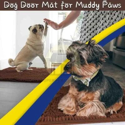Dog Door Mat For Muddy Paws 24X16 Absorbs Moisture and Dirt Absorbent Non-Slip