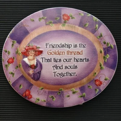 Friendship Is The Golden Thread Red Hat Lady 7" Enesco Hangable Plaque - Image 1 of 4
