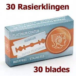 30 Pieza Merkur Súper Platinum Afeitar para Maquinilla de & Shavette Inoxidable - Imagen 1 de 5