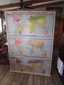 Vintage Classroom Pull Down Map Denoyer Geppert Westermann Wall Map 83x59 W Germ - Picture 1 of 6