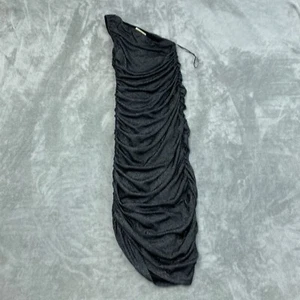 Michael Kors Womens Black & Silver Ruched Midi Dress Size M Polyester NWT 0992 - Picture 1 of 8