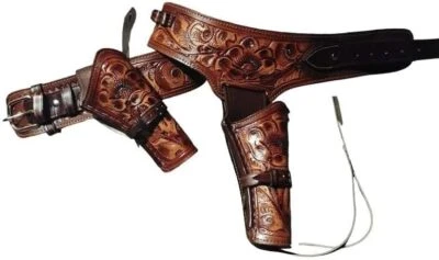 Full Grain Leather Gun Holster Dual Belt Revolver Pistol Cowboy - Image 1 of 4